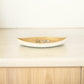 10" Gold And Off White Cast Iron Oval Boat Shaped Tray