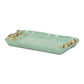 8" Aqua And Gold Cast Iron Ribbons Vanity Tray