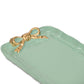 8" Aqua And Gold Cast Iron Ribbons Vanity Tray