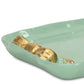 8" Aqua And Gold Cast Iron Ribbons Vanity Tray