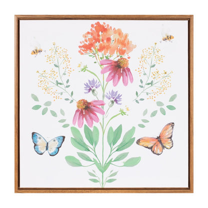 Floral and Butterfly Brown Framed Illustration Wall Art