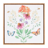 Floral and Butterfly Brown Framed Illustration Wall Art