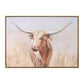 Long Horn Cattle Brown Watercolor Framed Wall Art