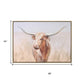 Long Horn Cattle Brown Watercolor Framed Wall Art