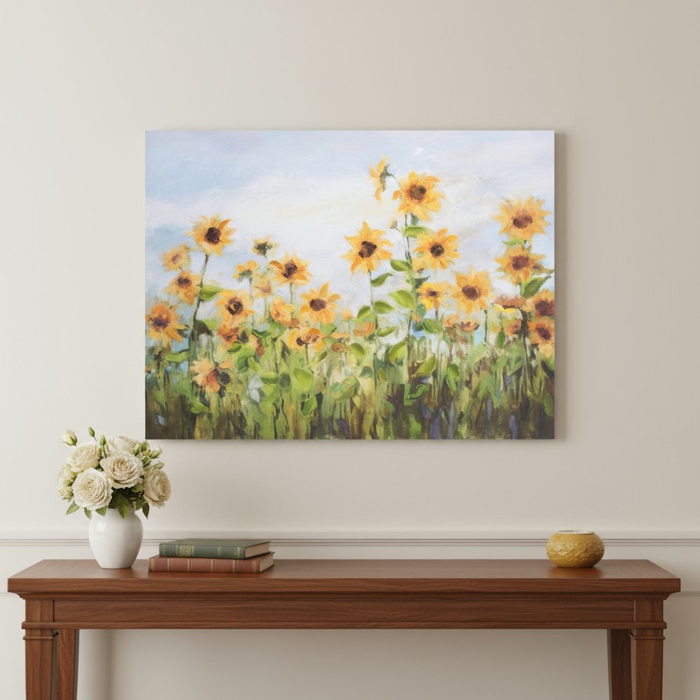 Sunflower Field Unframed Canvas Wall Art