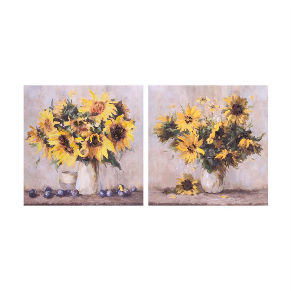 Set Of Two Sunflower Vase Unframed Wall Art
