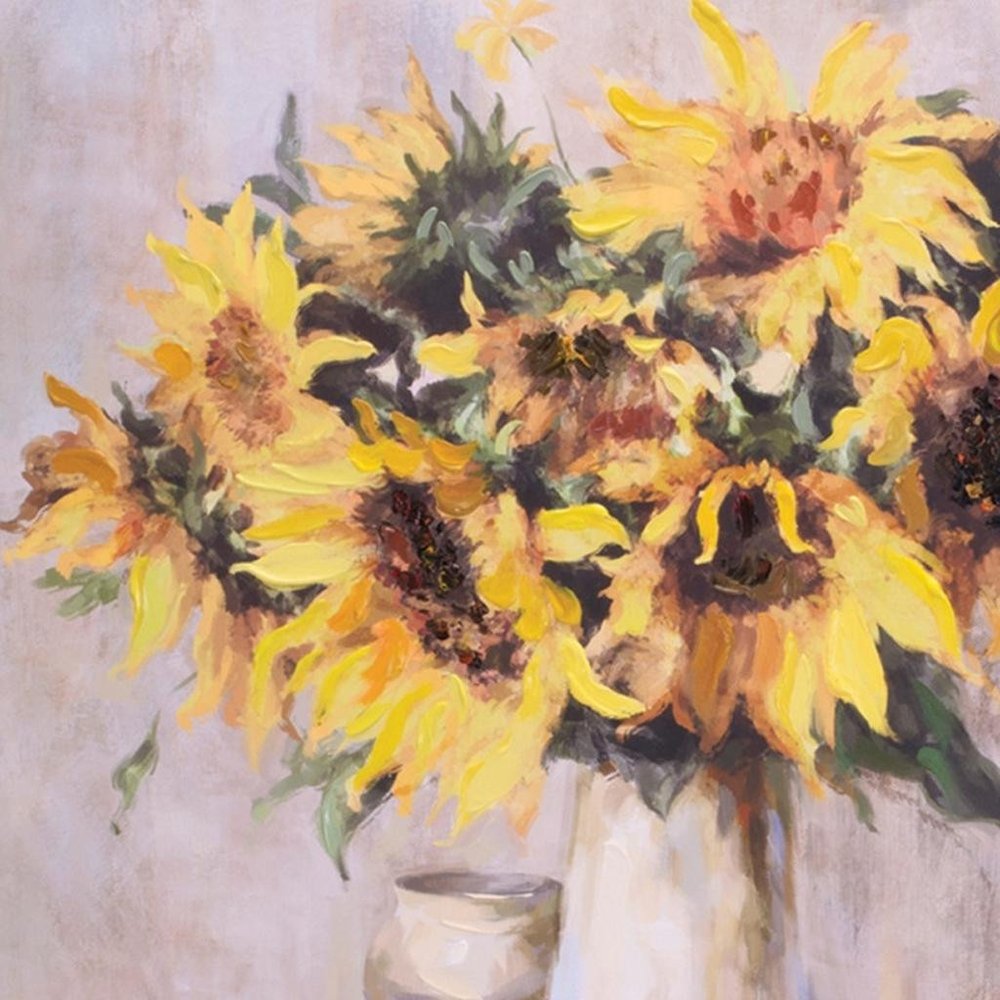 Set Of Two Sunflower Vase Unframed Wall Art