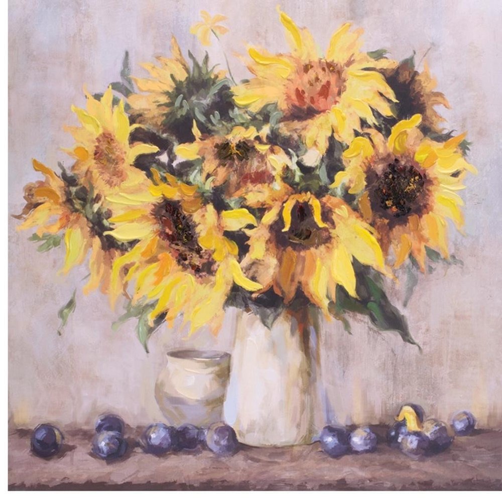 Set Of Two Sunflowers In A Vase Unframed Canvas Wall Art