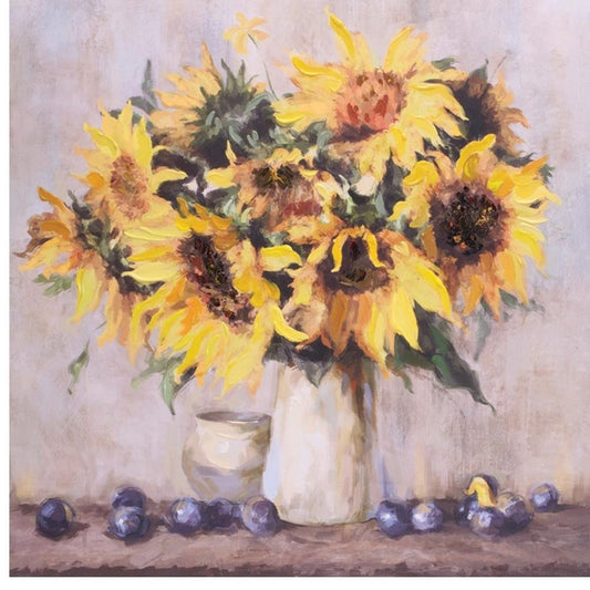 Set Of Two Sunflowers In A Vase Unframed Canvas Wall Art