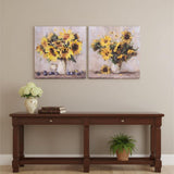 Set Of Two Sunflowers In A Vase Unframed Canvas Wall Art