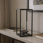16" Black And Clear Metal And Glass Tabletop Candle Holder