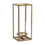 16" Clear And Gold Metal And Glass Tabletop Candle Holder