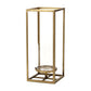 16" Clear And Gold Metal And Glass Tabletop Candle Holder