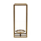 16" Clear And Gold Metal And Glass Tabletop Candle Holder