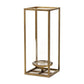 16" Clear And Gold Metal And Glass Tabletop Candle Holder