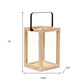 16" Clear And Natural Glass And Solid Wood Tabletop Lantern Candle Holder