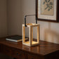 13" Natural Distressed Geometric Solid Wood Tabletop Lantern Candle Holder