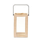 13" Natural Distressed Geometric Solid Wood Tabletop Lantern Candle Holder
