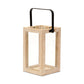 13" Natural Distressed Geometric Solid Wood Tabletop Lantern Candle Holder