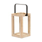 13" Natural Distressed Geometric Solid Wood Tabletop Lantern Candle Holder