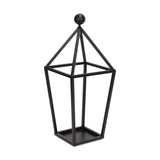 24" Black Geometric Metal Tabletop Lantern Candle Holder