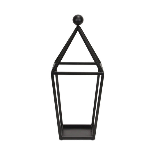 24" Black Geometric Metal Tabletop Lantern Candle Holder