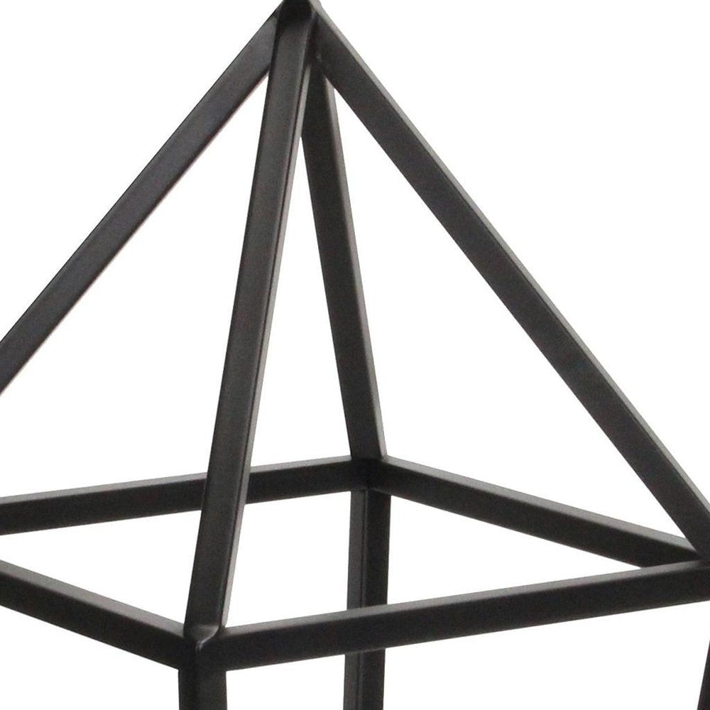 24" Black Geometric Metal Tabletop Lantern Candle Holder