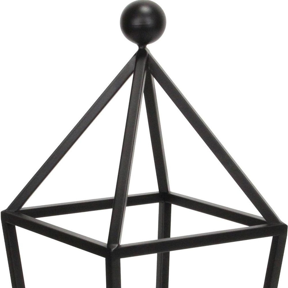 24" Black Geometric Metal Tabletop Lantern Candle Holder
