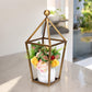 24" Gold Geometric Metal Tabletop Lantern Candle Holder