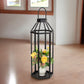 32" Black Geometric Metal Floor Lantern Candle Holder