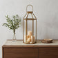 32" Gold Geometric Metal Floor Lantern Candle Holder