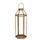 32" Gold Geometric Metal Floor Lantern Candle Holder