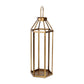 32" Gold Geometric Metal Floor Lantern Candle Holder