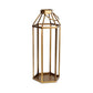 32" Gold Geometric Metal Floor Lantern Candle Holder