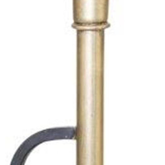 Set of Two Black And Gold Distressed Metal Tabletop Taper Candlesticks