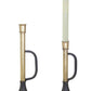 Set of Two Black And Gold Distressed Metal Tabletop Taper Candlesticks
