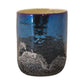 5" Navy Blue And Silver Abstract Glass Tabletop Pillar Candle Holder