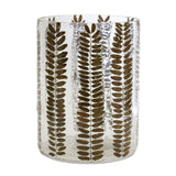 8" Clear And Green Botanical Leaf Glass Tabletop Pillar Candle Holder