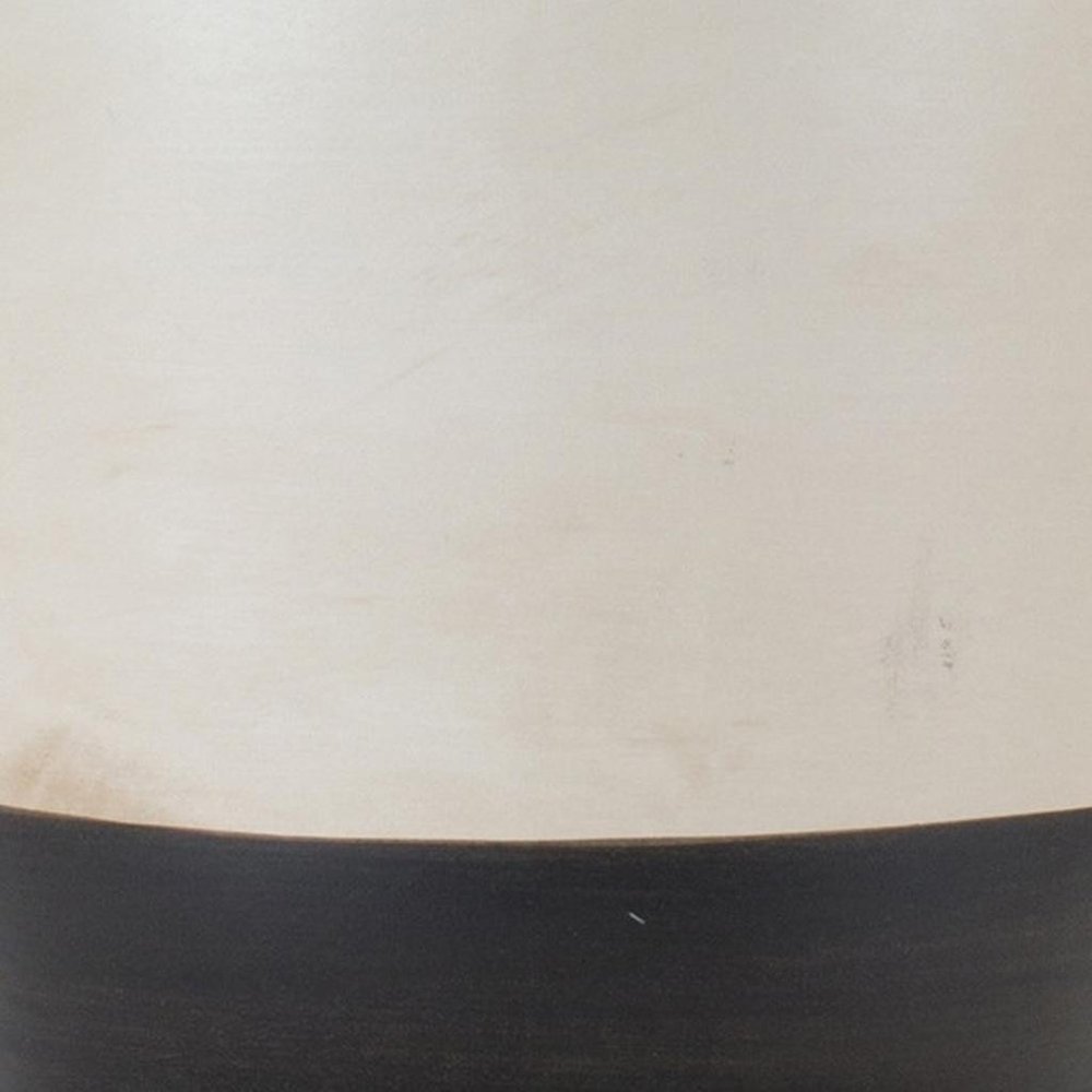 Set of Two Cream And Black Distressed Ceramic Tabletop Pillar Candle Holders