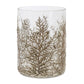 8" Brown And Clear Botanical Leaf Glass Tabletop Pillar Candle Holder
