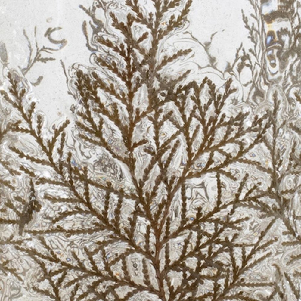 8" Brown And Clear Botanical Leaf Glass Tabletop Pillar Candle Holder