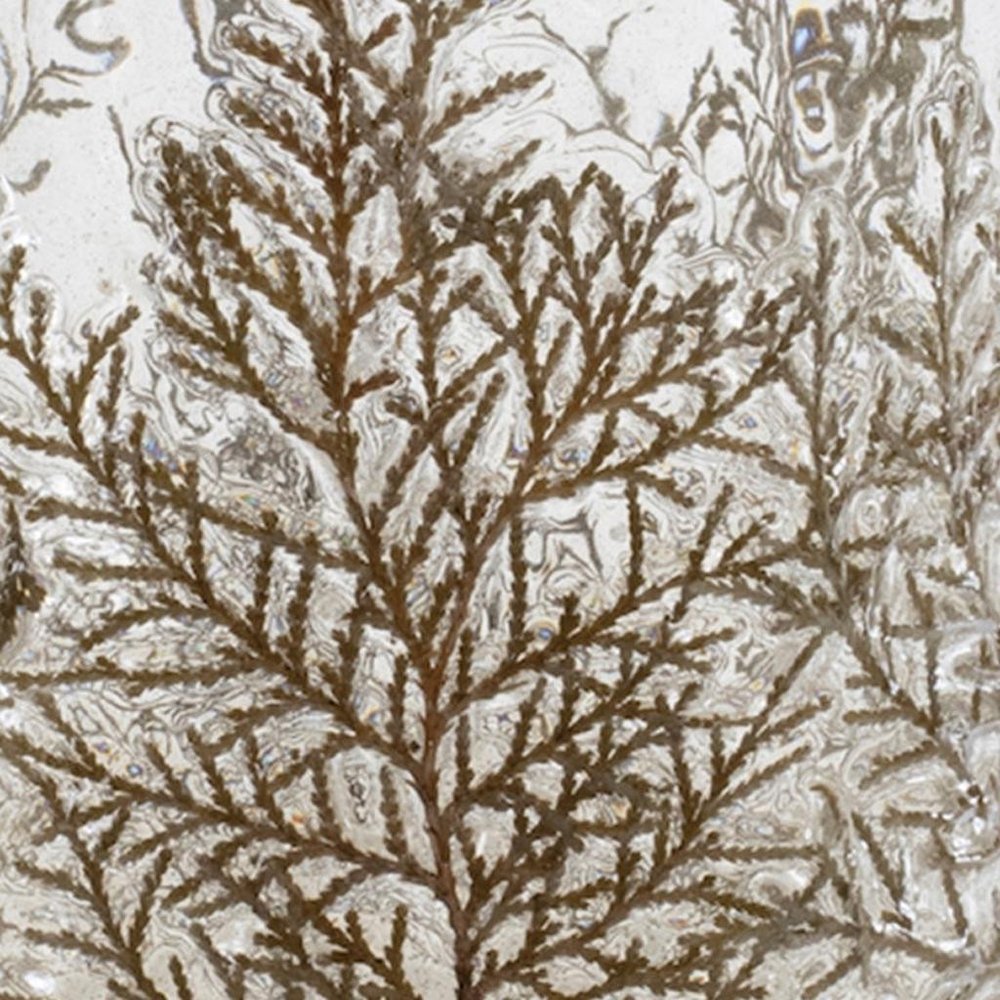 8" Brown And Clear Botanical Leaf Glass Tabletop Pillar Candle Holder