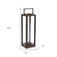 25" Black And Brown Metal And Solid Wood Tabletop Lantern Candle Holder