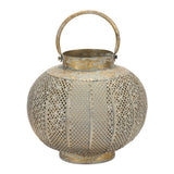 9" Bronze And Green Distressed Lattice Metal Tabletop Lantern Candle Holder