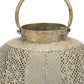 9" Bronze And Green Distressed Lattice Metal Tabletop Lantern Candle Holder