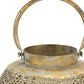 6" Bronze And Green Distressed Lattice Metal Tabletop Lantern Candle Holder