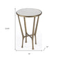 23" White and Gold Distressed Marble and Aluminum Round End Table