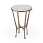 23" White and Gold Distressed Marble and Aluminum Round End Table