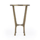 23" White and Gold Distressed Marble and Aluminum Round End Table