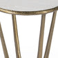 23" White and Gold Distressed Marble and Aluminum Round End Table